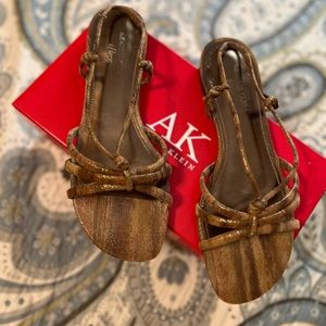 Anne Klein Bronze Mules Leather Size 8.5 Brand New